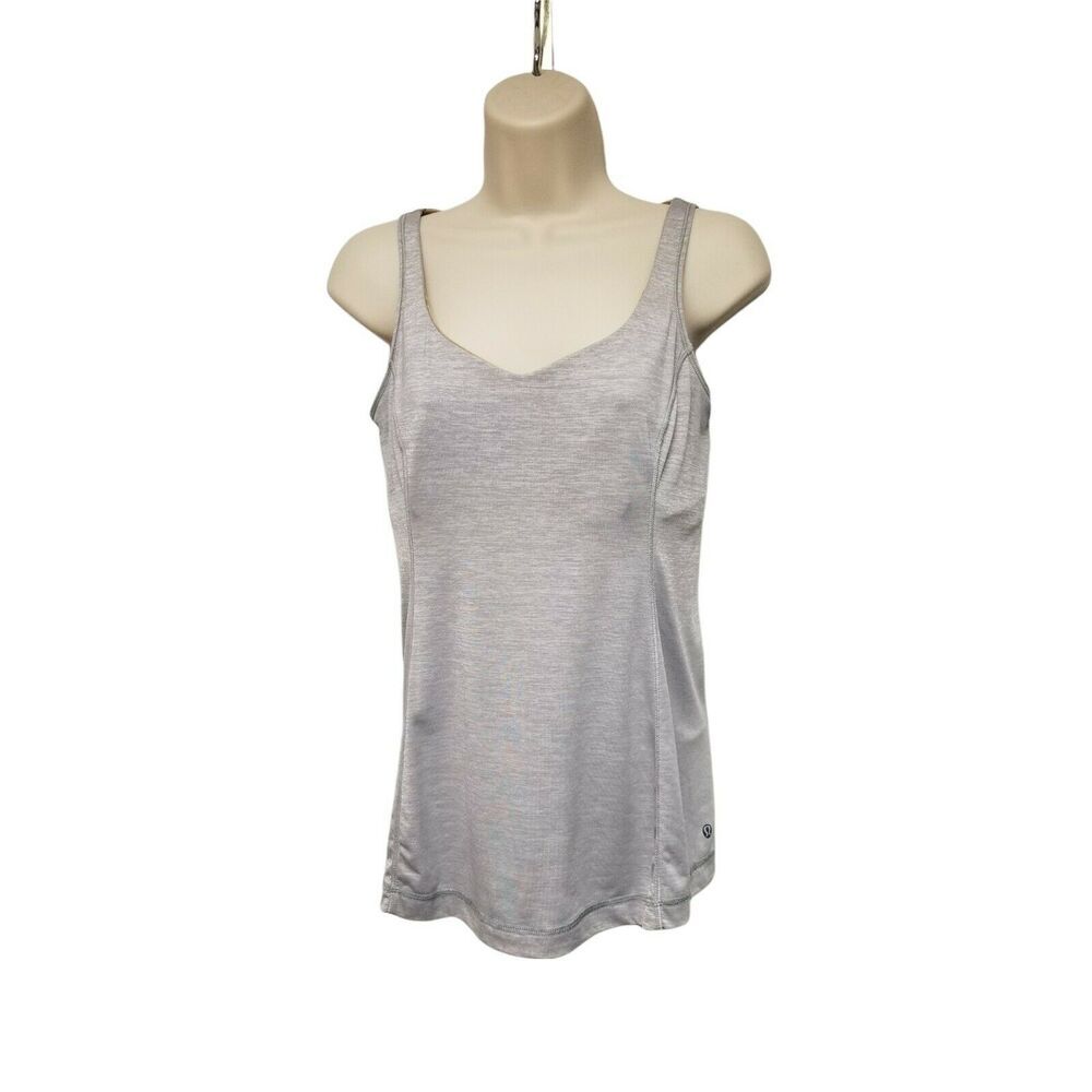 lululemon Athletica Scoop Neckline Workout/Athleisure Top Color Gray Size 6